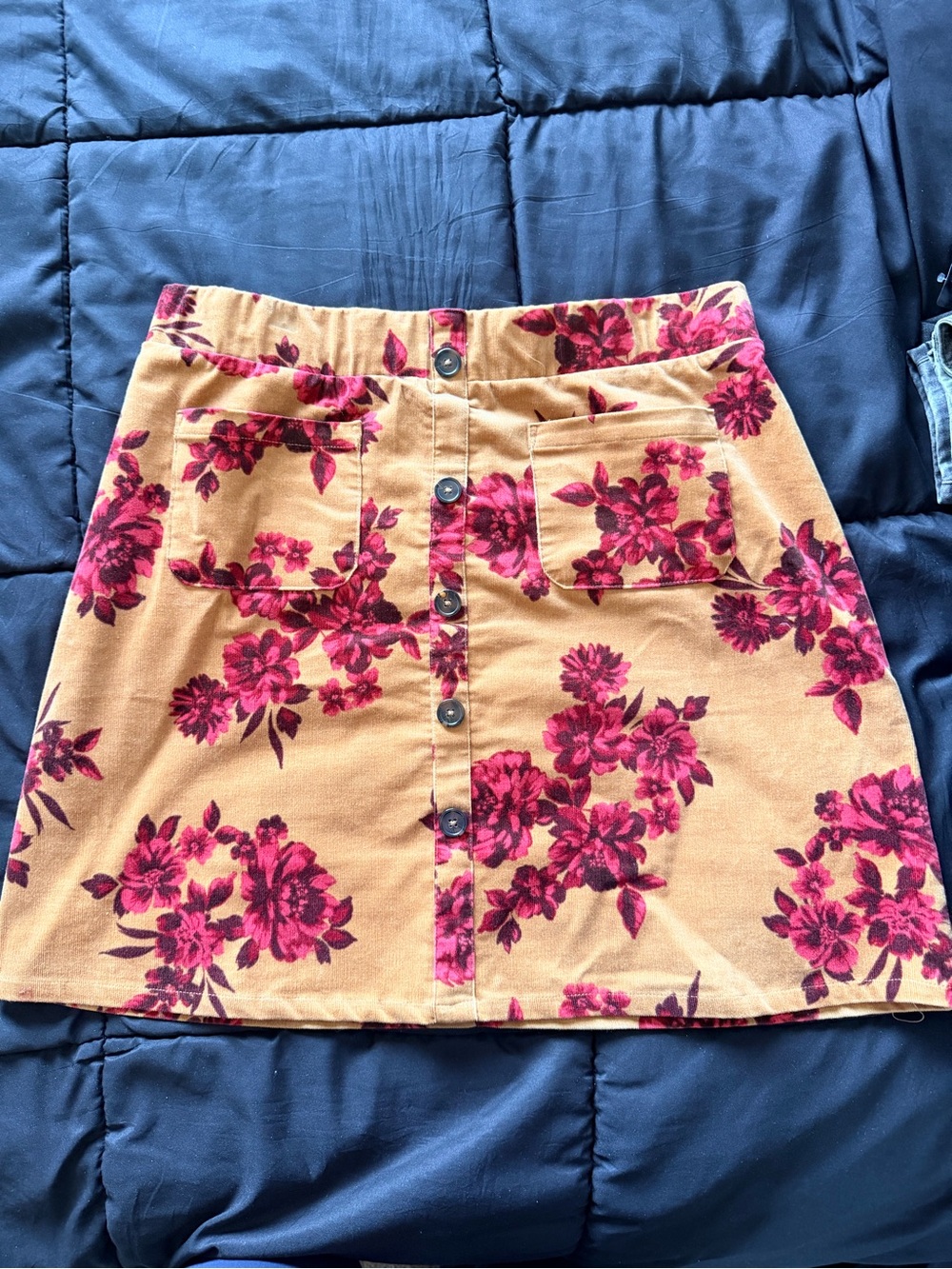 Torrid Floral Button-Front corduroy skirt